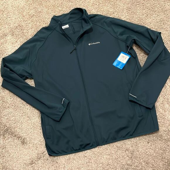 NWT $90 Columbia Jacket Mens XL Omni-Wick Mesa Knit Full Zip Hunter Green NEW - Picture 1 of 16